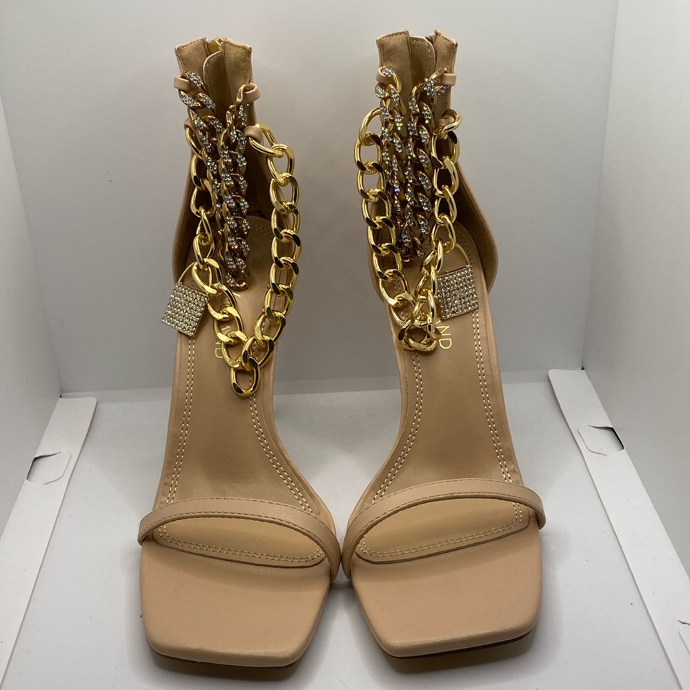 Shoe Land Charming 2 Heels Stiletto Sandals Party Shoes Nude Color Size 7.5